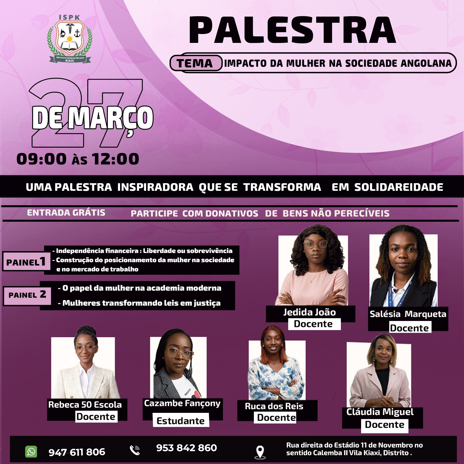 Palestra sobre o impacto da mulher na sociedade angolana